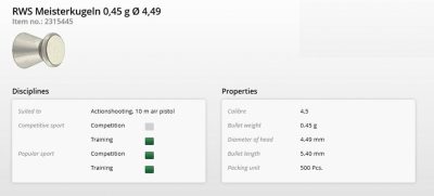 RWS Meisterkugeln Cal.177 (7gr/.45g)