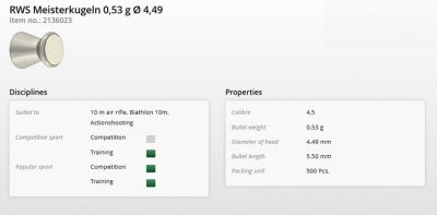 RWS Meisterkugeln Cal.177 (8.2gr/.53g)
