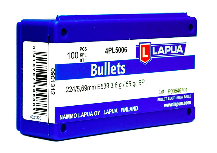 Lapua .224 E539 (.223 Rem 5.69mm)  SP 55gr / 3.6g