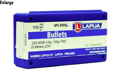 Lapua .224 S538 (.224 / 5.69mm) FMJ 55gr / 3.6g